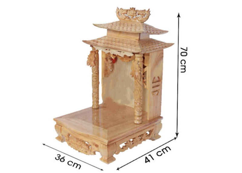 Dưới đây là một số kích thước bàn thờ Thần Tài phổ biến được nhiều gia đình lựa chọn