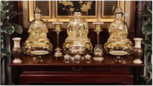Tây Phương Tam Thánh tượng trưng cho từ bi, trí tuệ và tiếp dẫn