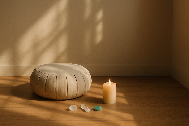 Vài viên đá nhỏ quanh không gian đủ tạo cảm giác an tĩnh mà không gây phân tâm.